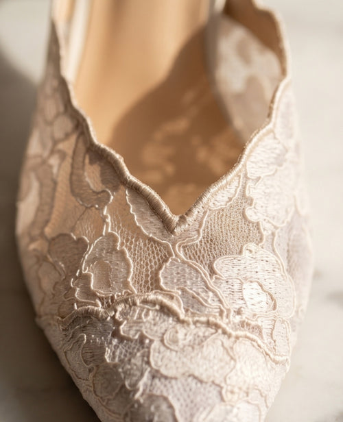 10cm heel beige dentelles shoes