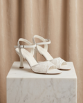 8cm heel white dentelles sandals