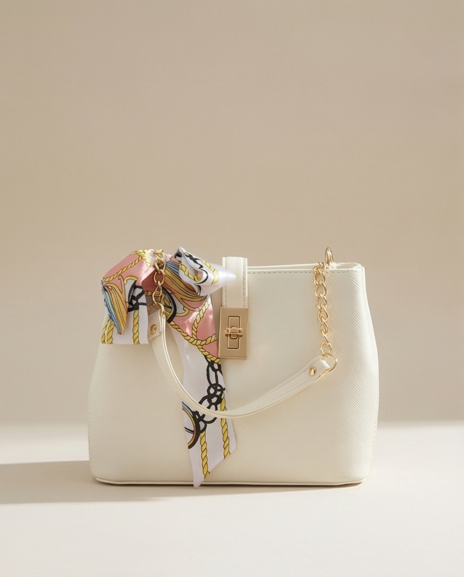 Medium size white crossbag 25cm/18cm