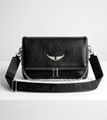 Medium-sized Monroe Lace designer's bag with sleek black leather, top handles, and minimalist silver hardware.