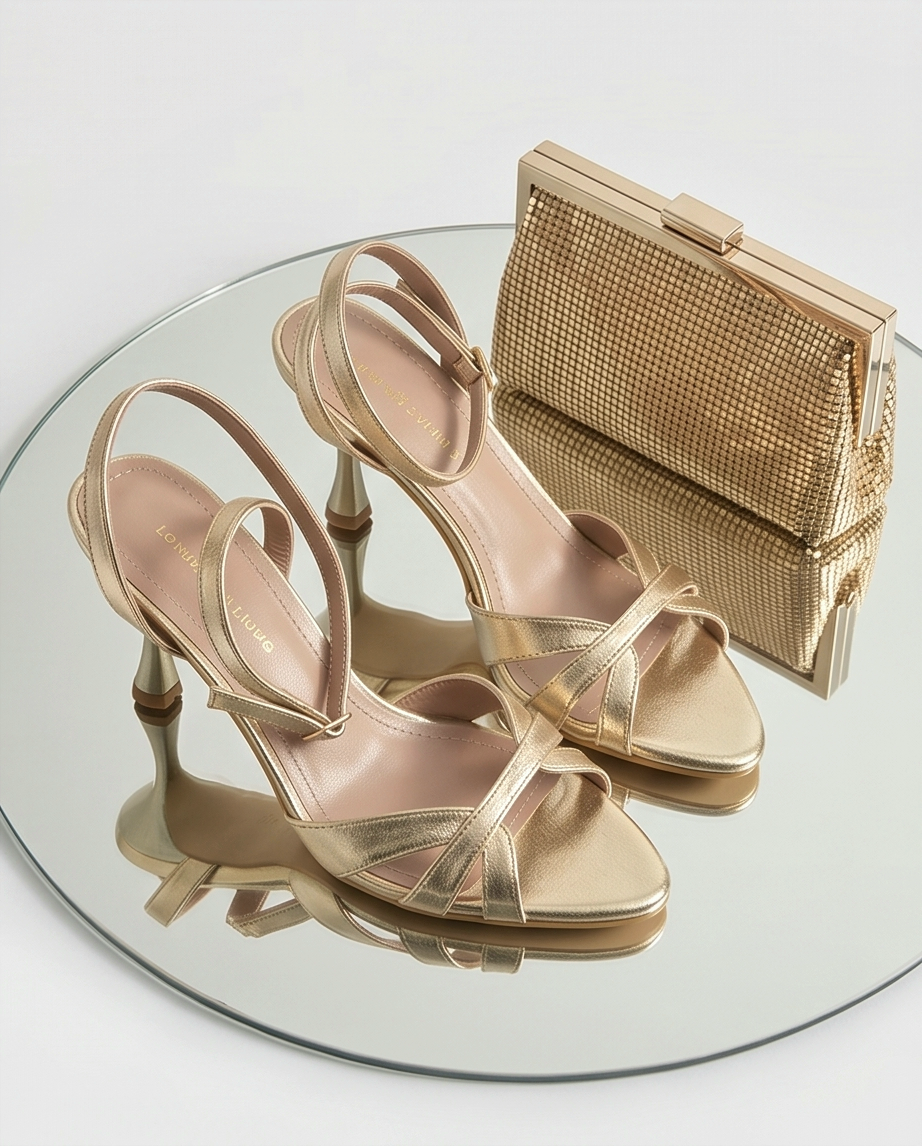 8cm heel gold sandals