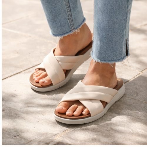 4cm height Orthopedic beige slides