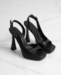 11cm heel black platform sandals