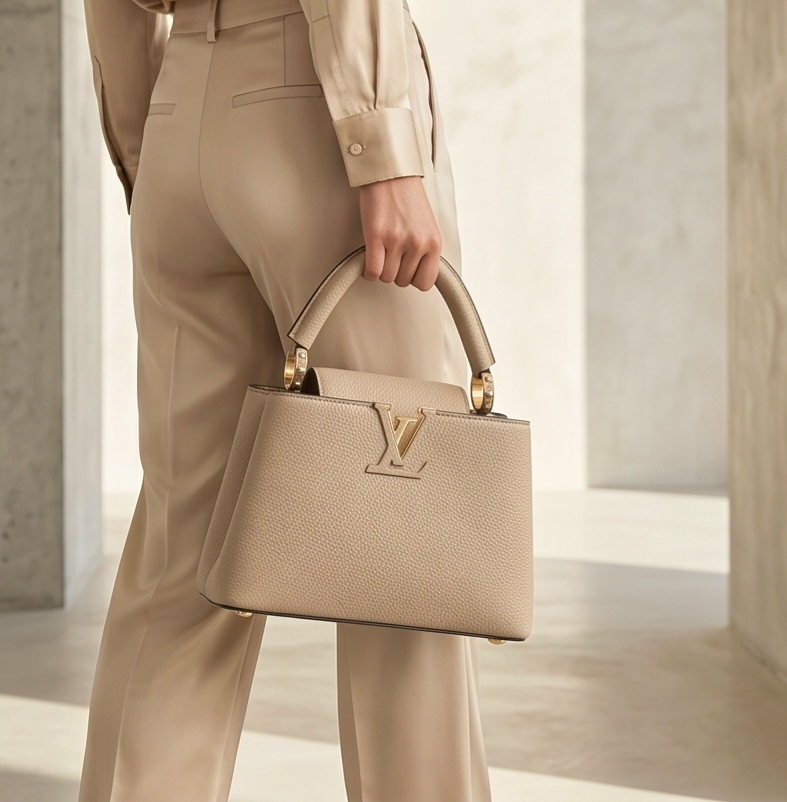 Medium size greige designer bag 22cm/15cm