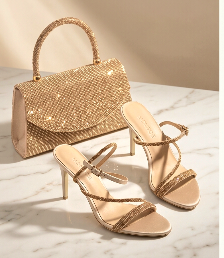 Monroe Lace 9cm heel crystal strap sandals featuring elegant open-toe design and sparkling crystal accents.