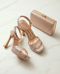 11cm heel Pink Gold platform sandals
