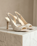 10cm heel pearl white sandals