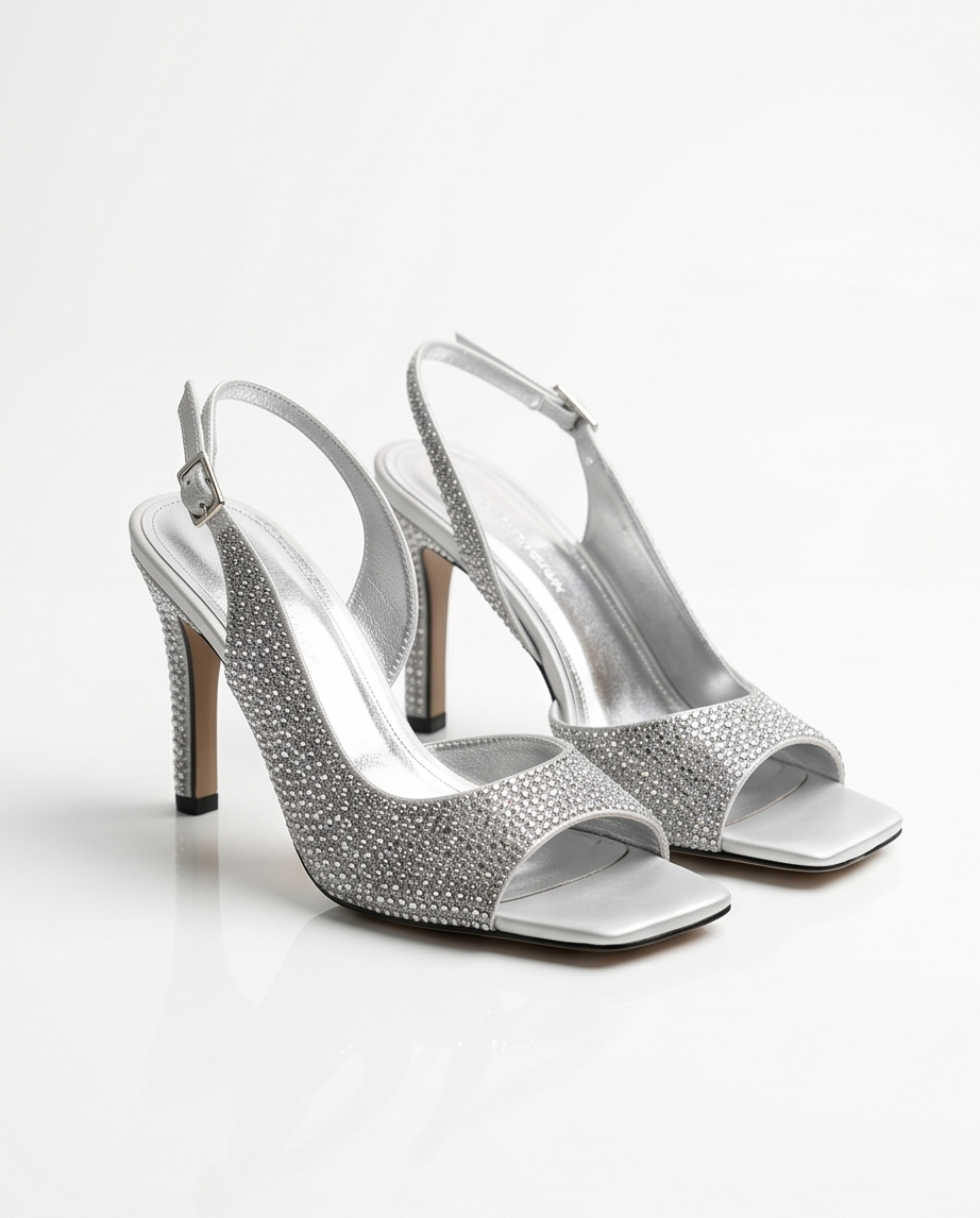 10cm heel silver sandals