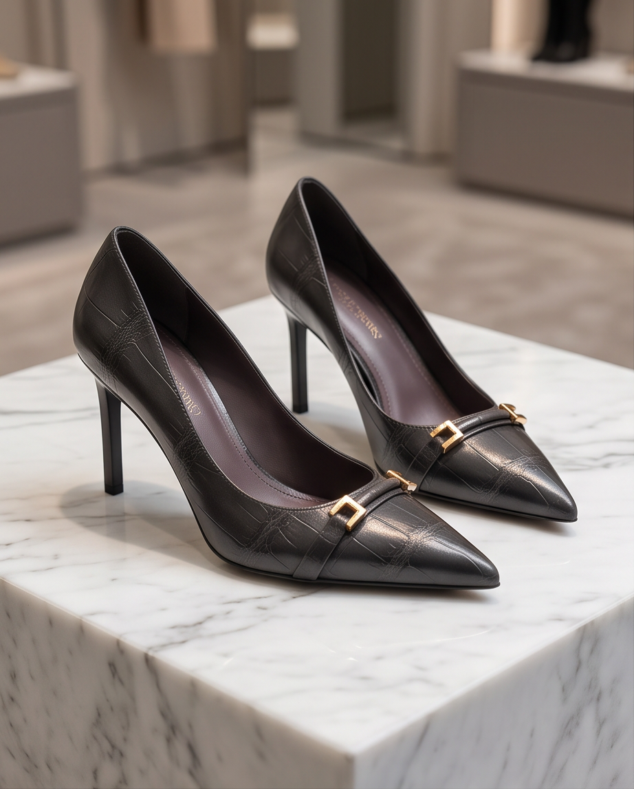 Elegant Monroe Lace 9cm heel stilettos with pointed toe and sleek design, perfect for formal or evening wear.
