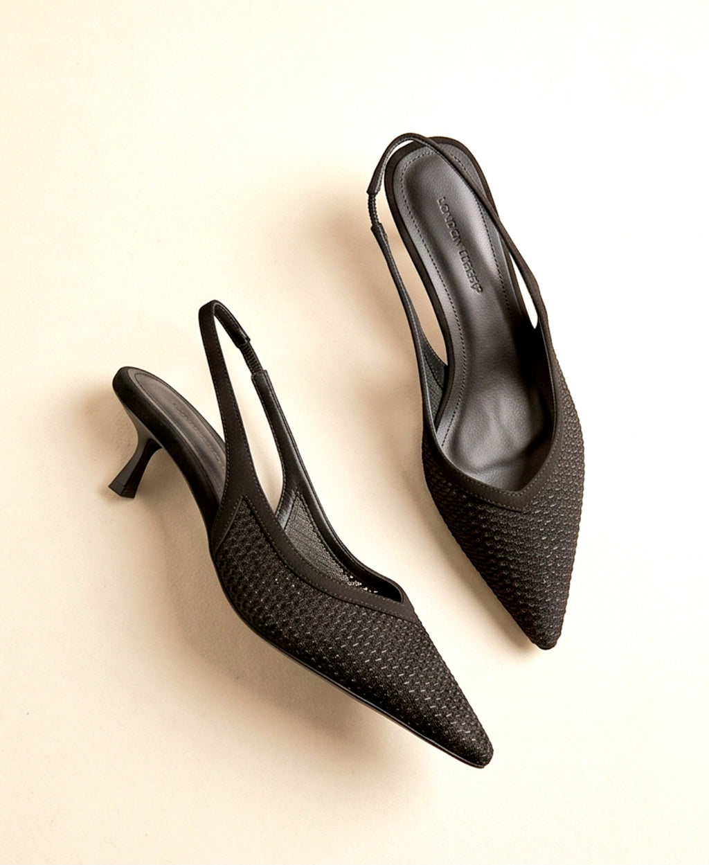 Monroe Lace 6cm heel perforated suede slingback showing beige perforated suede upper and stylish ankle strap