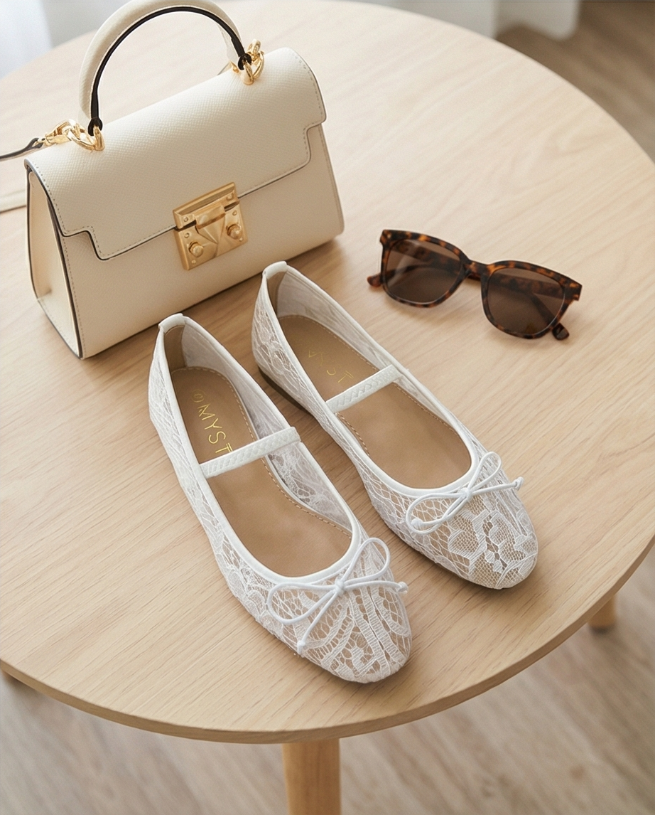 White dentelles ballerinas