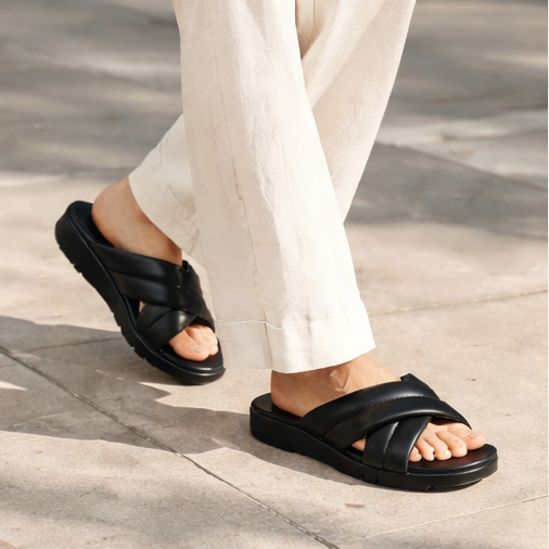 4cm height Orthopedic black slides