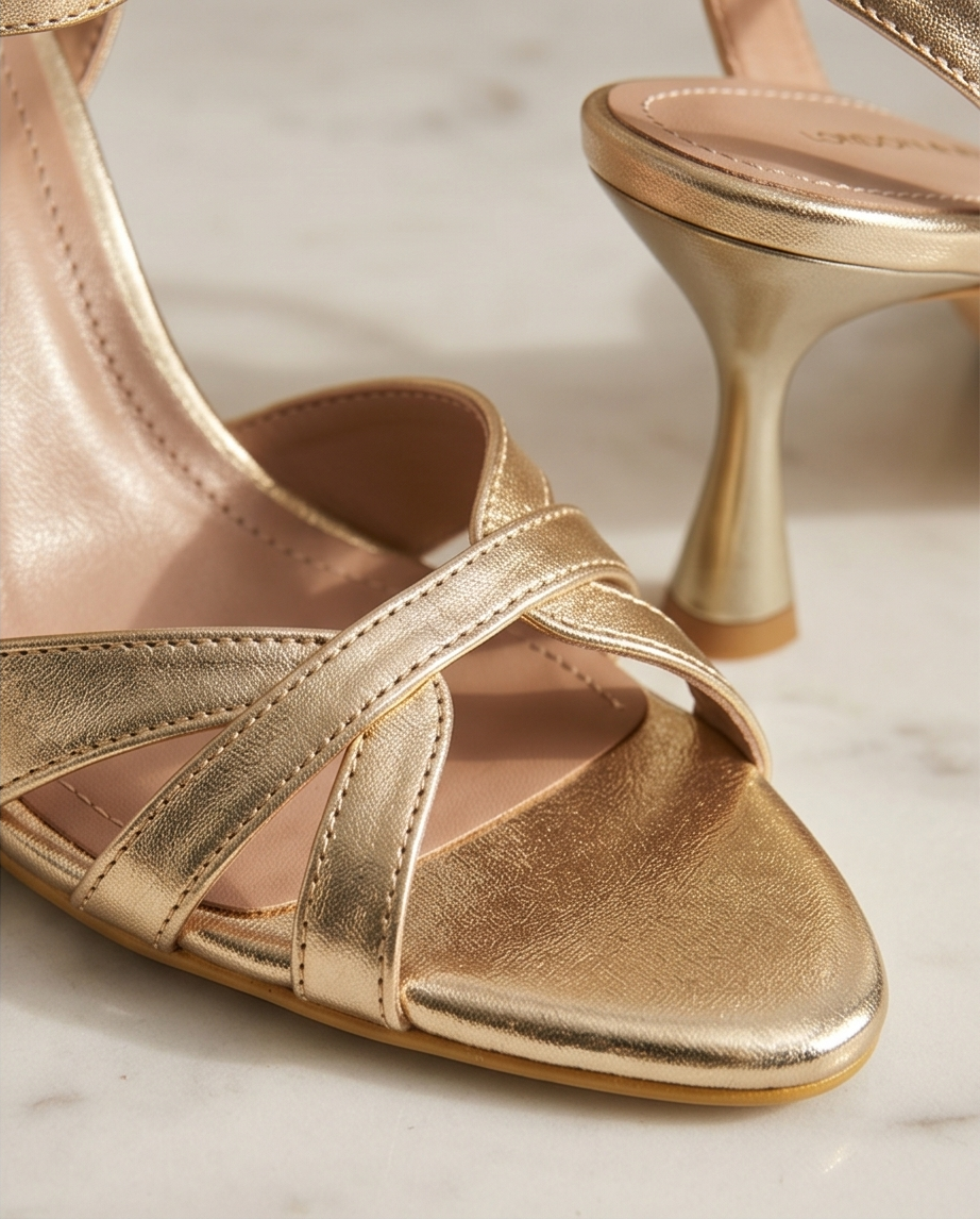 8cm heel gold sandals