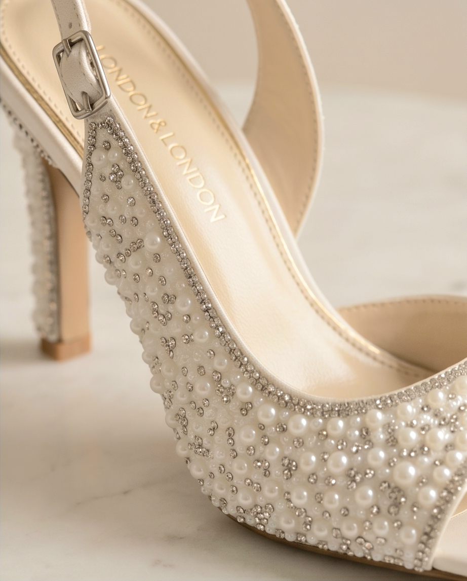 10cm heel pearl white sandals