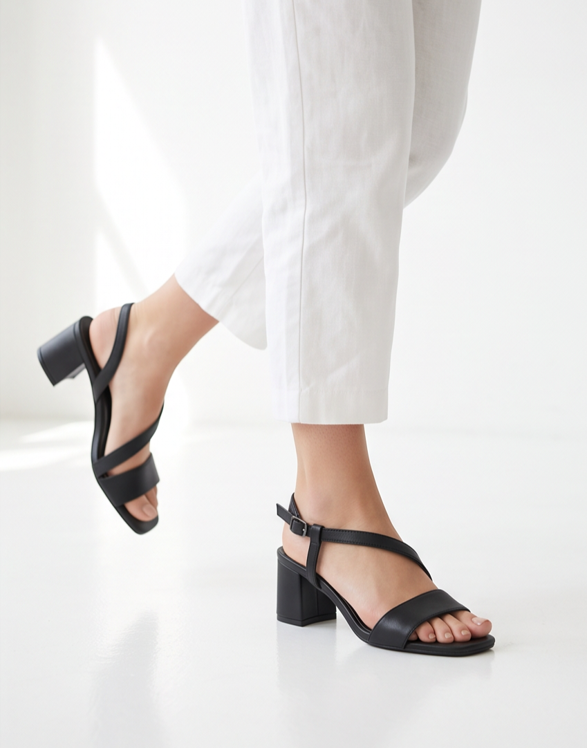 6.5cm heel black sandals - Monroe Lace