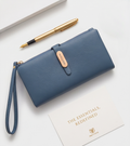 Monroe Lace multifunctional long wallet with multiple card slots, zipper compartment, and sleek design in leather.