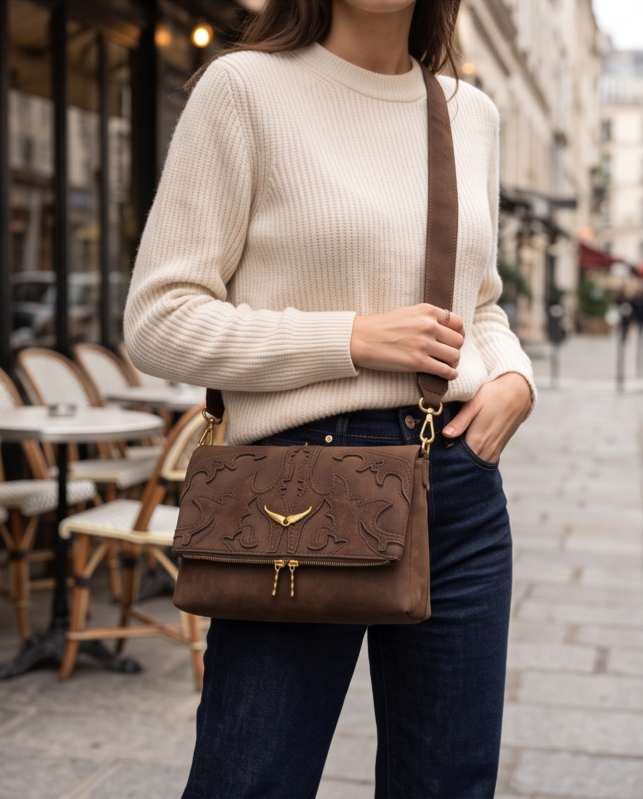 Medium designer's bag by Monroe Lace featuring sleek leather with top handle and spacious interior for stylish everyday use.