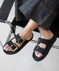 Adjustable band suede slides