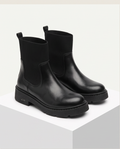 Monroe Lace chunky slip-on casual boots with a rugged leather upper and comfortable sole, ideal for everyday wear.