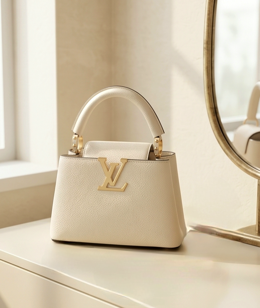 Medium size ecru designer bag 22cm/15cm