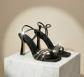 9cm heel strass black sandals