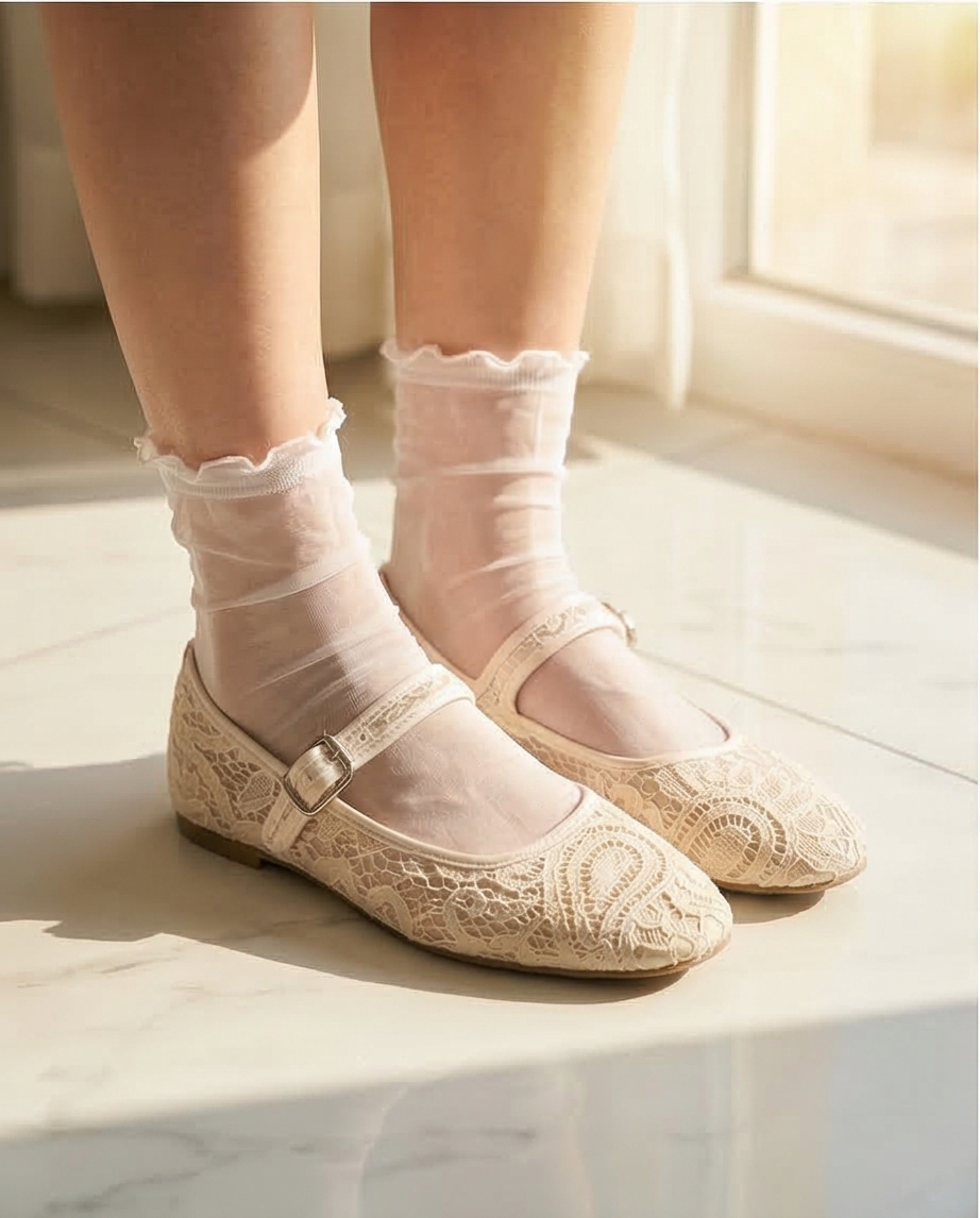 Beige dentelles ballerinas