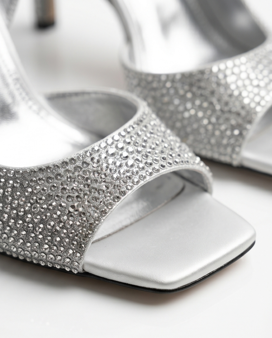 10cm heel silver sandals