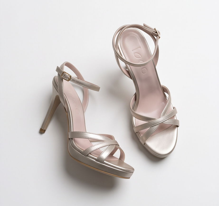 12cm heel champagne platform sandals