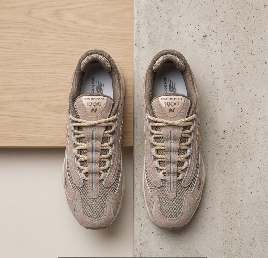 New Balance 1000 Monroe Lace athletic sneakers in gray with white accents, featuring a sleek design and cushioned soles.