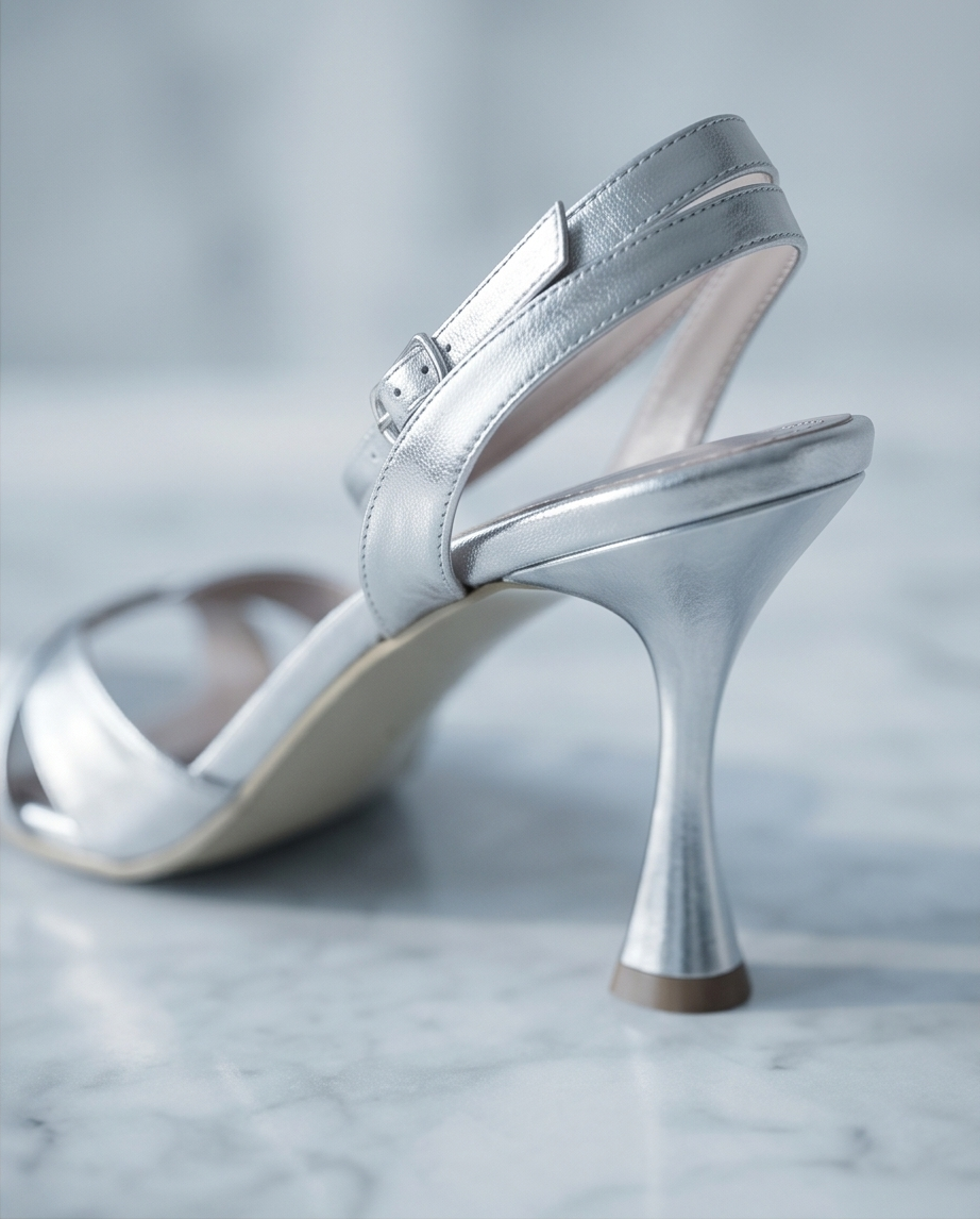 8cm heel silver sandals