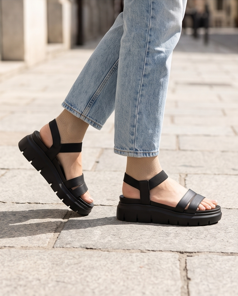Chuncky black sandals - Monroe Lace