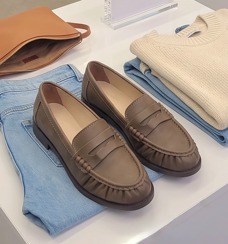 Monroe Lace padded moccasins in neutral color with soft cushioning and slip-on design, suitable for casual wear.