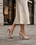 12cm heel champagne platform sandals