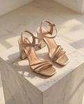 9cm block heel strass champagne sandals