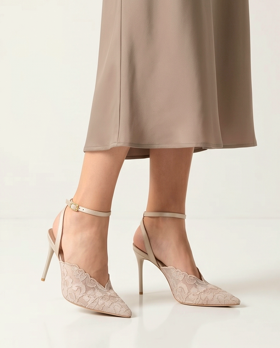 10cm heel beige dentelles shoes