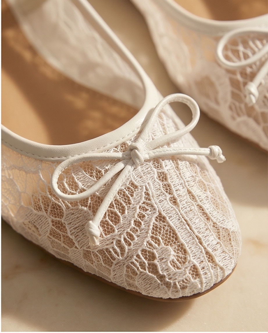 Beige dentelles ballerinas