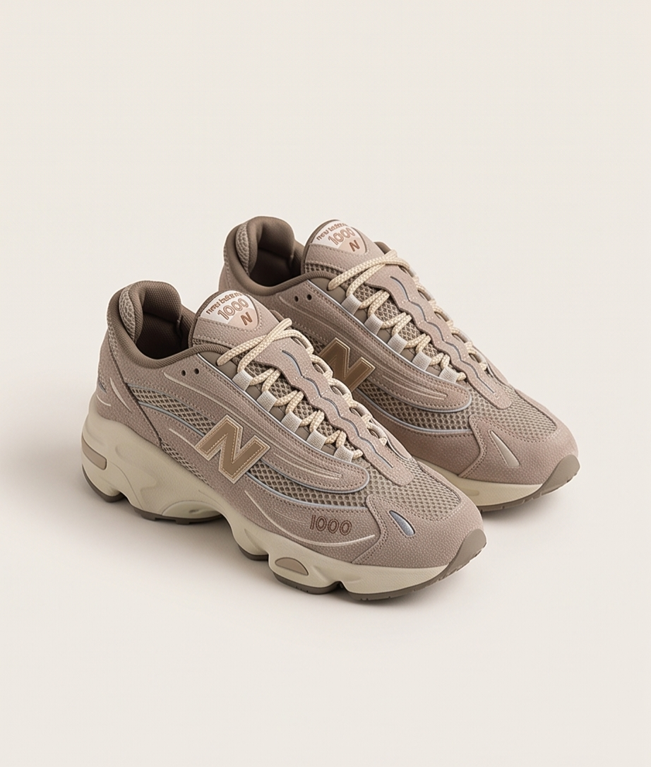 New Balance 1000 Monroe Lace athletic sneakers in black and white with breathable mesh and supportive design.