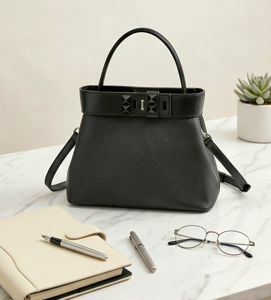 Medium size Monroe Lace handbag showing a 28cm by 21cm elegant leather tote with handles and detailed stitching.