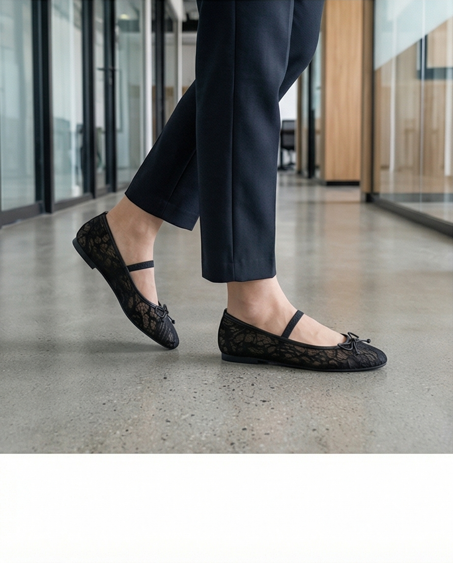 Black dentelles ballerinas