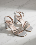 6.5cm heel silver strass sandals
