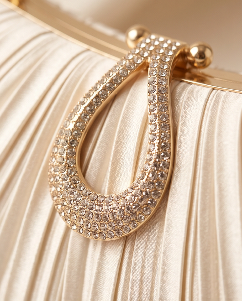 Satin champagne evening bag