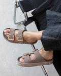 Adjustable band suede slides