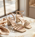 6.5cm heel champagne strass sandals
