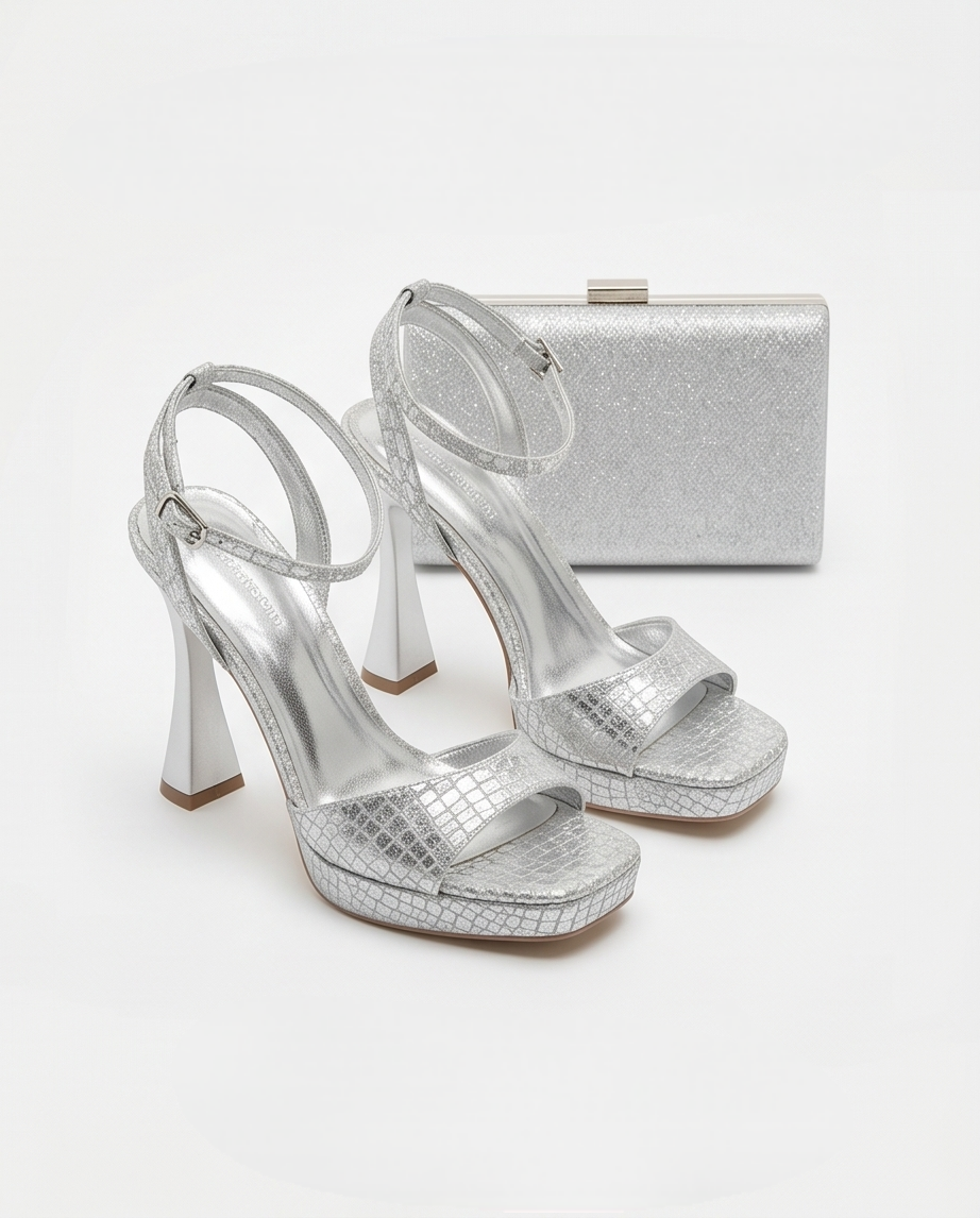 11cm heel silver platform sandals