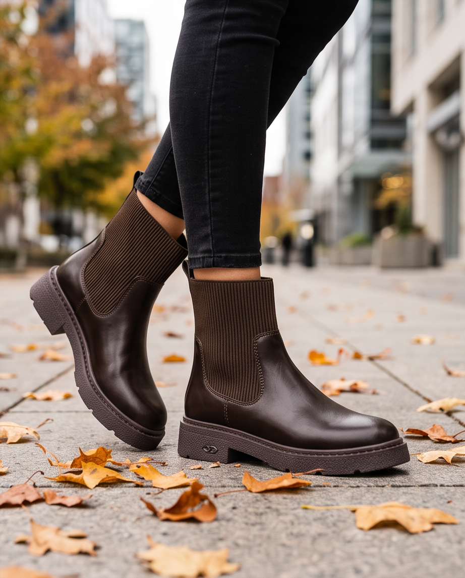 Monroe Lace chunky slip-on casual boots featuring a rugged design and comfortable sole, perfect for everyday wear.