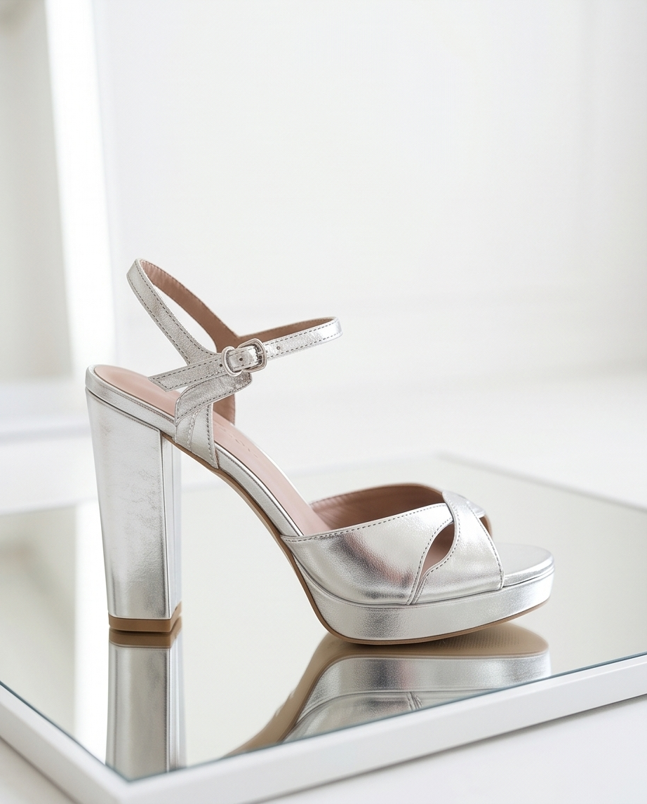 12cm heel silver platform sandals