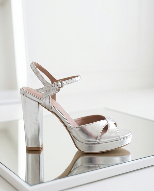 12cm heel silver platform sandals